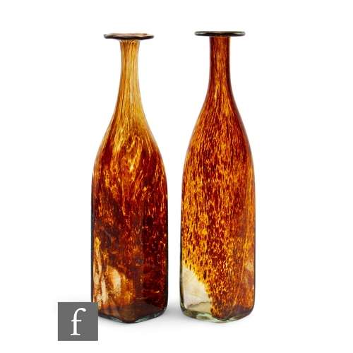 1175 - Mdina - A later 20th Century glass tortoiseshell bottle vase, of square section, decorated with brow... 