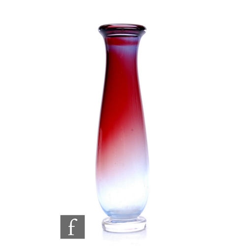 1084 - Nils Landberg - Orrefors - A mid Century 'Tan-Si' glass vase, on circular foot, form graded clear to... 