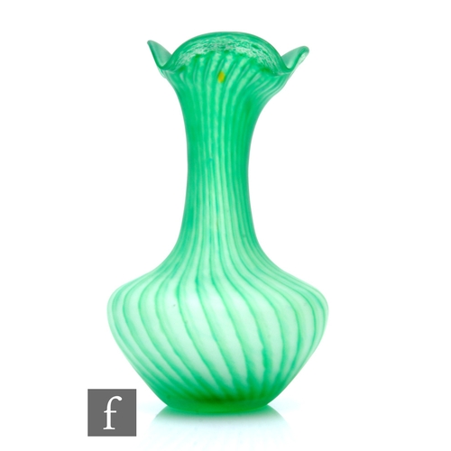 1184 - Serge Ligardes - A later 20th Century studio glass vase of low shouldered ovoid form with tall colla... 