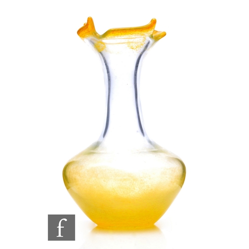 1185 - Serge Ligardes - A later 20th Century studio glass vase of low shouldered ovoid form with tall colla... 