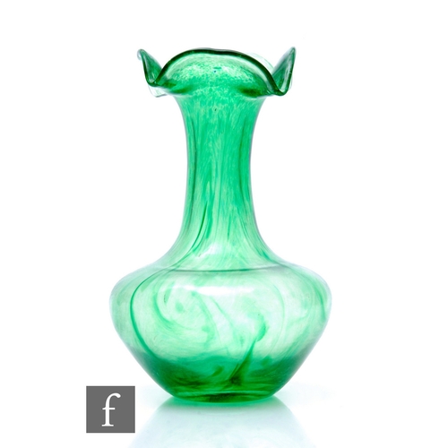 1186 - Serge Ligardes - A later 20th Century studio glass vase of low shouldered ovoid form with tall colla... 