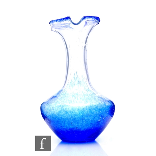 1187 - Serge Ligardes - A later 20th Century studio glass vase of low shouldered ovoid form with tall colla... 