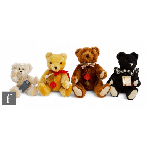 312 - Four Hermann bears, including golden mohair musical bear, brown mohair bear with hump, American Arti... 