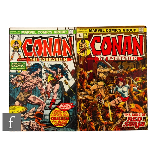 211 - Two Marvel Conan the Barbarian comics, #24 March 1973, first cover appearance of Red Sonja, British ... 