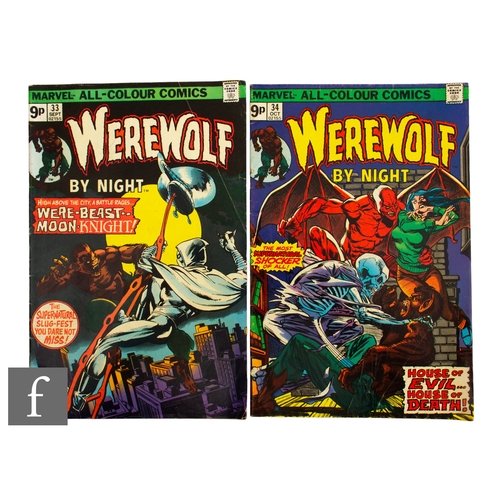 213 - Two 1975 Marvel Werewolf by Night comics, #33 second appearance of Moon Knight and #34, both British... 