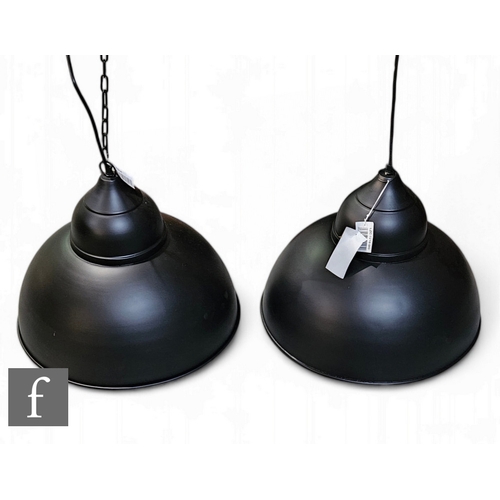 1218 - Unattributed maker - Two contemporary black industrial style ceiling lights, with gilt interior, hei... 