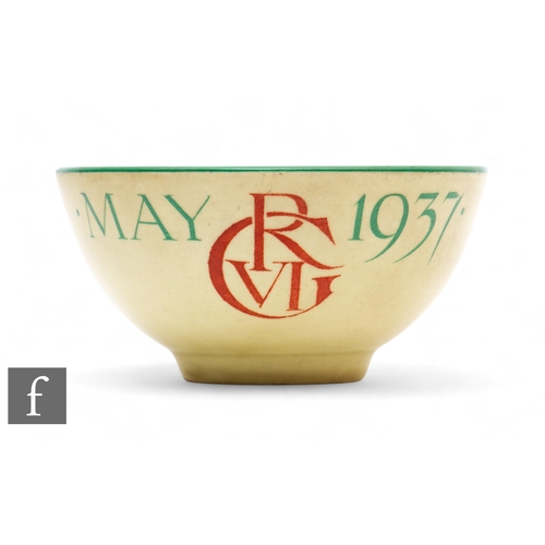 634 - Grays Pottery - A 1930s bowl for the Coronation of George VI May 1937, with C.F.G.S to the reverse, ... 