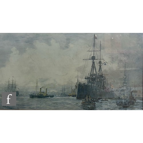 9000 - AFTER WILLIAM LIONEL WYLLIE (1851-1931) - The British Fleet at Portsmouth, photographic reproduction... 