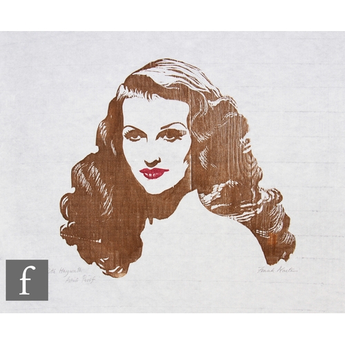 865 - Frank Martin (1921-2005) - 'Rita Hayworth', woodcut print, signed and titled in pencil, artist's pro... 