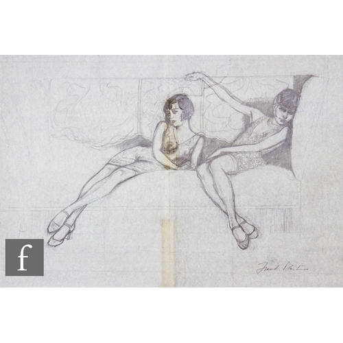 873 - Frank Martin (1921-2005) - A study of two reclining female figures, pencil sketch, signed in pencil,... 