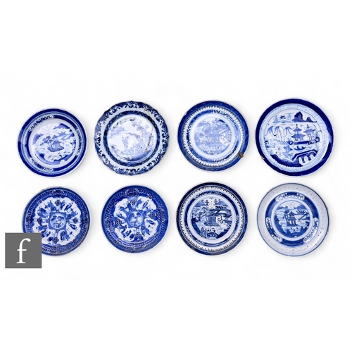 461 - A collection of Chinese blue and white porcelain dishes, various dates including 18th Century export... 