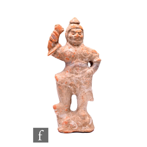 471 - A Chinese Han Dynasty (206 BC-AD 220) or later pottery tomb figure of Lokapalas, the guardian figure... 