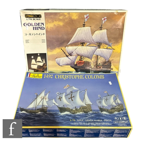 140 - Two plastic model kits, both historical ships, Heller 52910 1:75 scale 1492 Christophe Colomb plasti... 