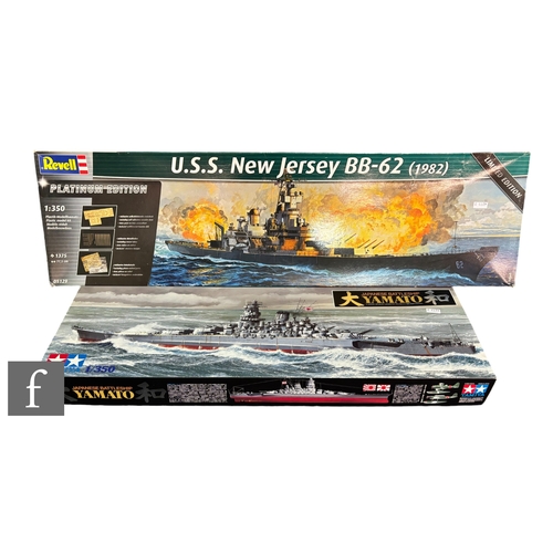 143 - A Revell 05129 1:350 scale USS New Jersey BB-62, together with a Tamiya 78014 1:350 scale Japanese B... 