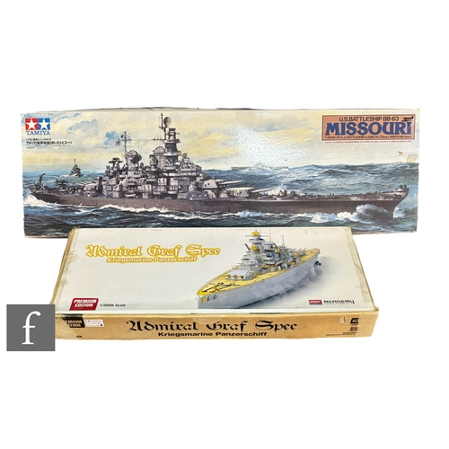 146 - Two plastic model kits, Academy 1:350 scale 14104 Admiral Graf Spee and Tamiya 78008 1:350 scale BB-... 