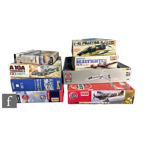 149 - A collection of plastic model kits, all aircraft, various scales, to include Airfix A10105 BAC TSR-2... 