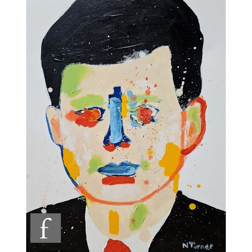 1225 - Neal Turner (contemporary) - 'JFK', acrylic on canvas, signed, titled and signed verso, framed, 61cm... 