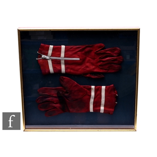 21 - BARRY SHEENE (1950-2003) - A pair of red leather and white stripped motorcycle gloves reputed to hav... 