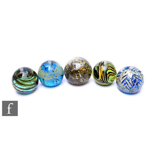 87 - Five Mdina glass paperweights in multi colours. (5)