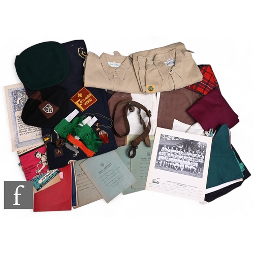 131 - Various Scout memorabilia circa 1960s, to include a Queen's Scout blanket with badges, certificates ... 