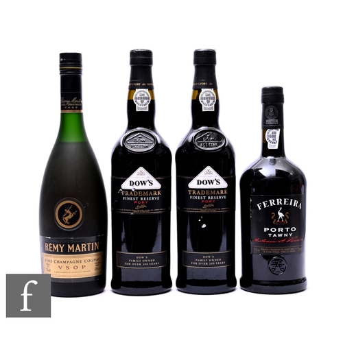 46 - Three bottles of port, to include Ferreira Tawny Port, two bottles of Dow's finest reserve port, all... 