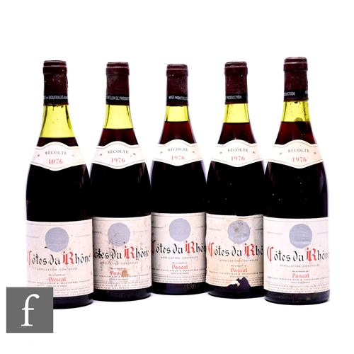 51 - Five bottles of French red wine, 1976 Pascal Cotes Du Rhone. (5)