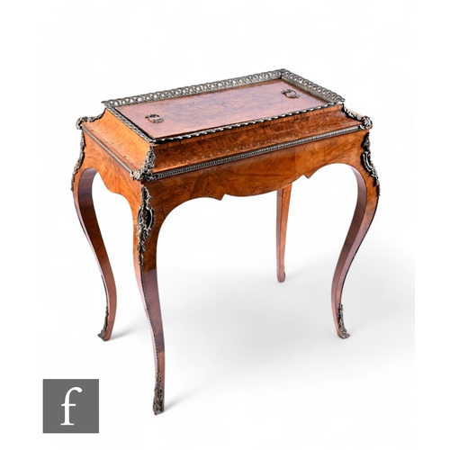 1047 - A 19th Century French Louis XV style gilt metal mounted walnut planter, the top with a lift off pane... 