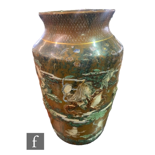 503 - A late 19th Century Japanese vase, in the manner of Miyagawa (Makuzu) Kozan, the running glazes on t... 