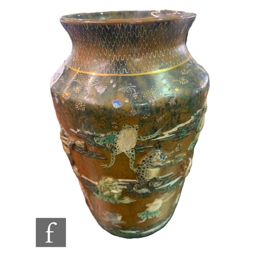 503 - A late 19th Century Japanese vase, in the manner of Miyagawa (Makuzu) Kozan, the running glazes on t... 