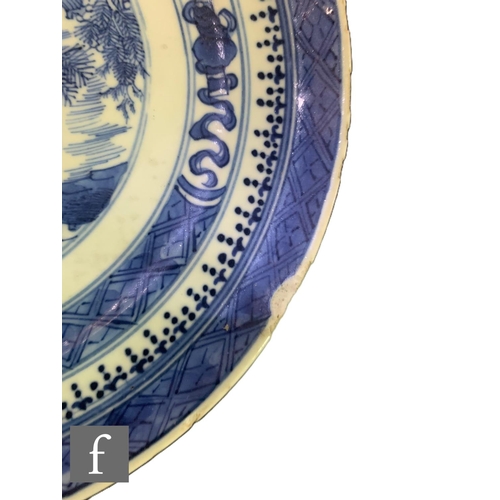 461 - A collection of Chinese blue and white porcelain dishes, various dates including 18th Century export... 