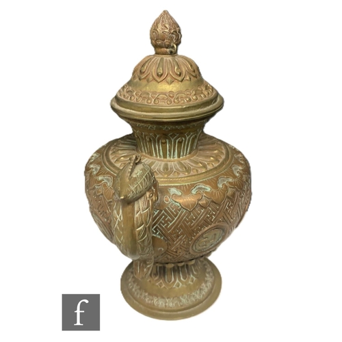 734 - A collection of 18th/19th Century Tibetan, Middle Eastern and Himalayan copper and brass items, to i... 