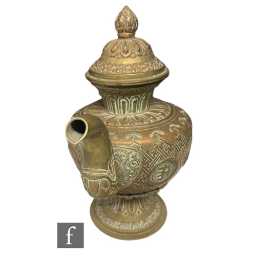 734 - A collection of 18th/19th Century Tibetan, Middle Eastern and Himalayan copper and brass items, to i... 