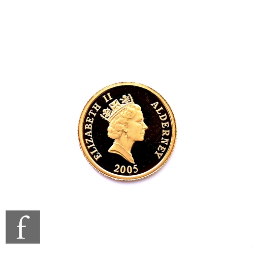 701 - Elizabeth II - A 2005 miniature gold coin issued for Vice Admiral Lord Horatio Nelson, Alderney, and... 