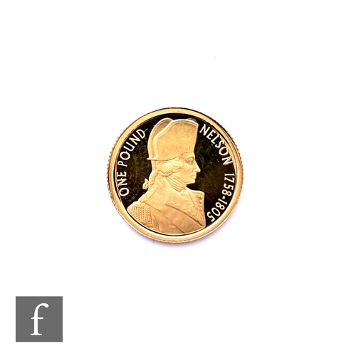 701 - Elizabeth II - A 2005 miniature gold coin issued for Vice Admiral Lord Horatio Nelson, Alderney, and... 