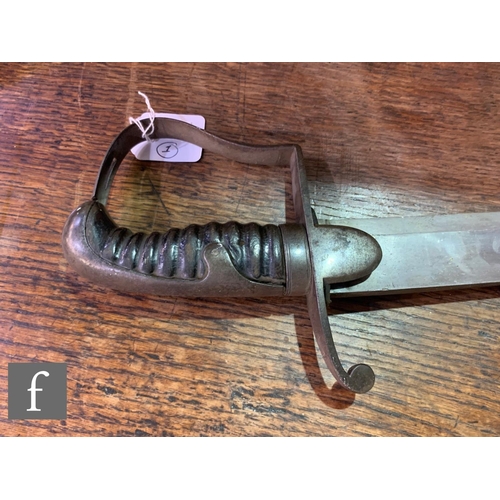 640 - A British light cavalry officer's sabre and scabbard, D shaped pierced knuckle guard, leather grip, ... 