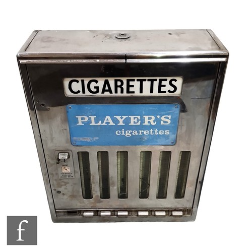 526 - A Players illuminated wall mounted cigarette dispensing machine, chrome case, with thirty pence oper... 