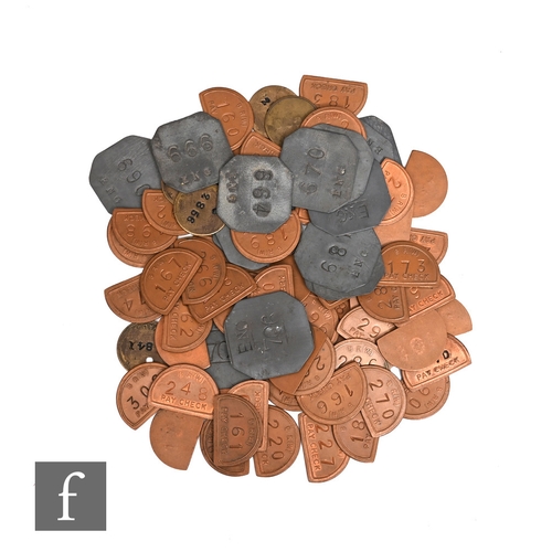 528 - A large collection of British Railway B R (W) pay check tokens and pewter ENG tokens and a British r... 