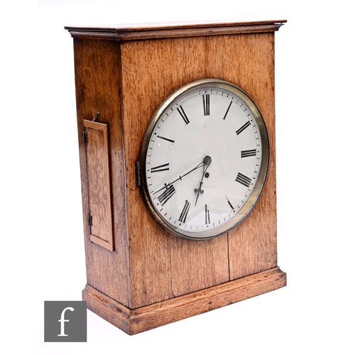 868 - A 19th Century and later converted mantle clock, thirty hour single fusee movement in oak case, heig... 