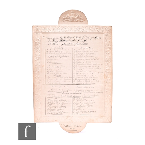 531 - A 19th century dinner menu titled and listed in original ink 'Dinner given by his Royal Highness Duk... 