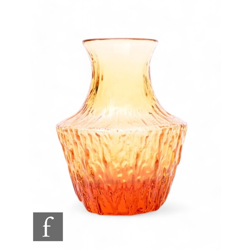 234 - A 20th Century Whitefriars textured range Pot Bellied vase by Geoffrey Baxter, in amber, height 13cm... 