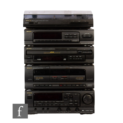 135 - An Aiwa component Hi-Fi system comprising of a PX-E800 MKII turntable, a DX-Z7000M compact disc play... 