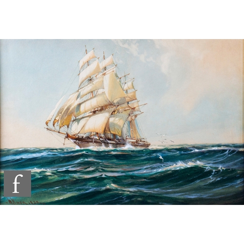 888 - WILFRED KNOX AKA A. D. BELL (1884-1966) - Clipper at sea, gouache, signed and dated 1920, framed, 25... 