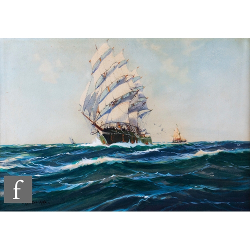 888 - WILFRED KNOX AKA A. D. BELL (1884-1966) - Clipper at sea, gouache, signed and dated 1920, framed, 25... 