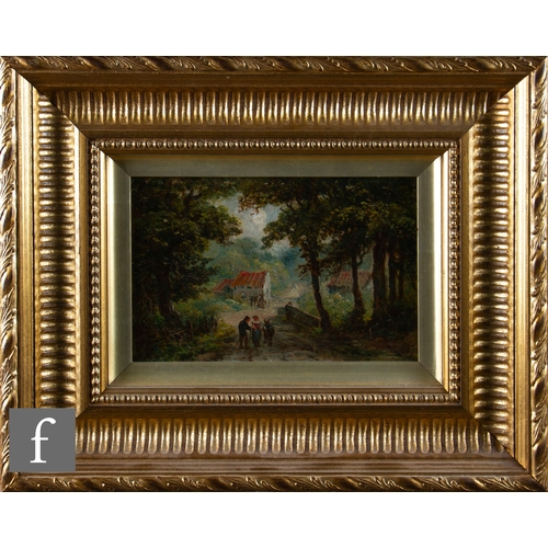 902 - ENGLISH SCHOOL (LATE 19TH CENTURY) - Figures on a rural road, oil on board, signed with monogram 'TR... 