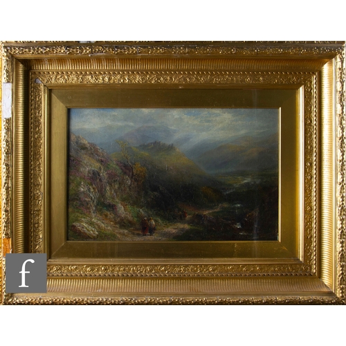 904A - FREDERICK HENRY HENSHAW (1807-1891) - Figures on a mountain pass, oil on panel, signed, framed, 29cm... 