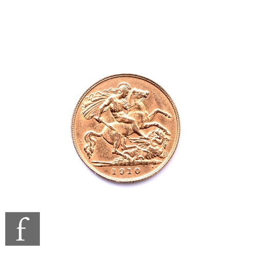 718 - Edward VII - A half sovereign 1910, reverse St George & Dragon.