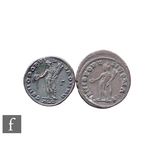 675 - Roman - A Diocletian (284-305) follis minted in Alexandria, reverse Genius holding a patera and corm... 