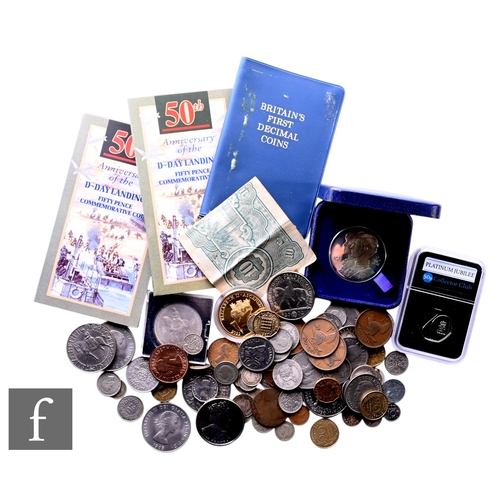 603 - Victoria to Elizabeth II - Various silver, copper and nickel coinage including a silver crown to com... 