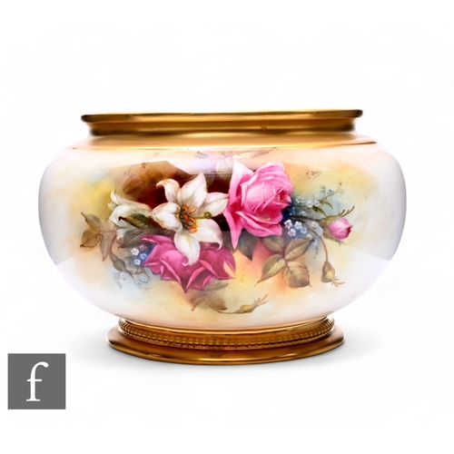 45 - A Royal Worcester floral painted bowl by Frederick J Bray, circa 1904, of compressed ovoid form, wit... 