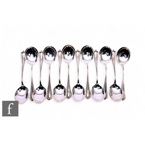 428 - A collection of twelve Sterling silver soup spoons in the Winthrop pattern, Alvin Manufacturing Co.,... 